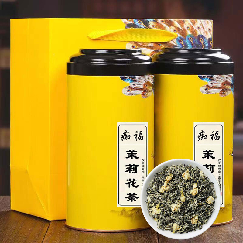 痴福新茶浓香型茉莉花茶散装花茶曲毫茉莉罐装1罐250克高清大图