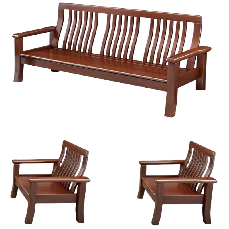 悦兴诚实木沙发组合198*75*94cm(单+单+三)套高清大图