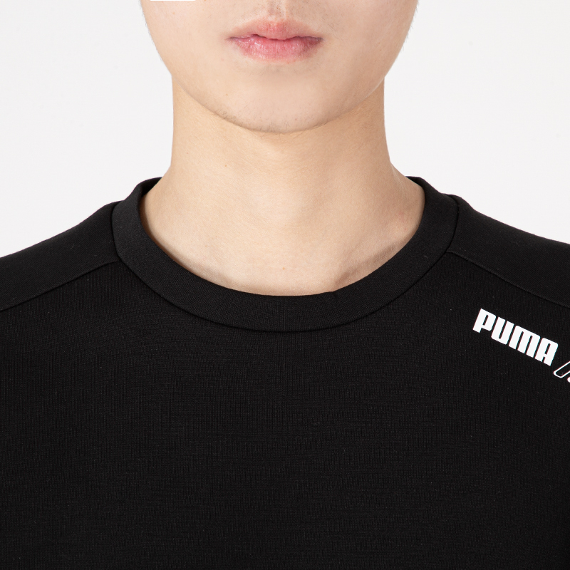 PUMA彪马卫衣男装2022春新款运动服黑色休闲圆领套头衫849544-01