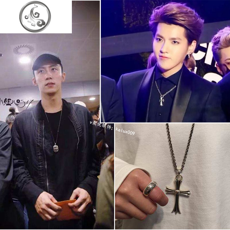 剋罗心925纯银复古潮童军花吊坠女字母项链男 JiMi高清大图