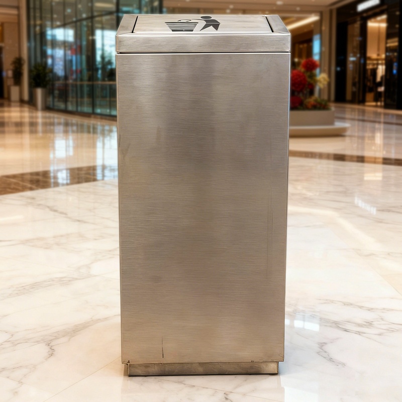 祝鑫 不锈钢翻盖垃圾桶 30*30*70cm 个高清大图