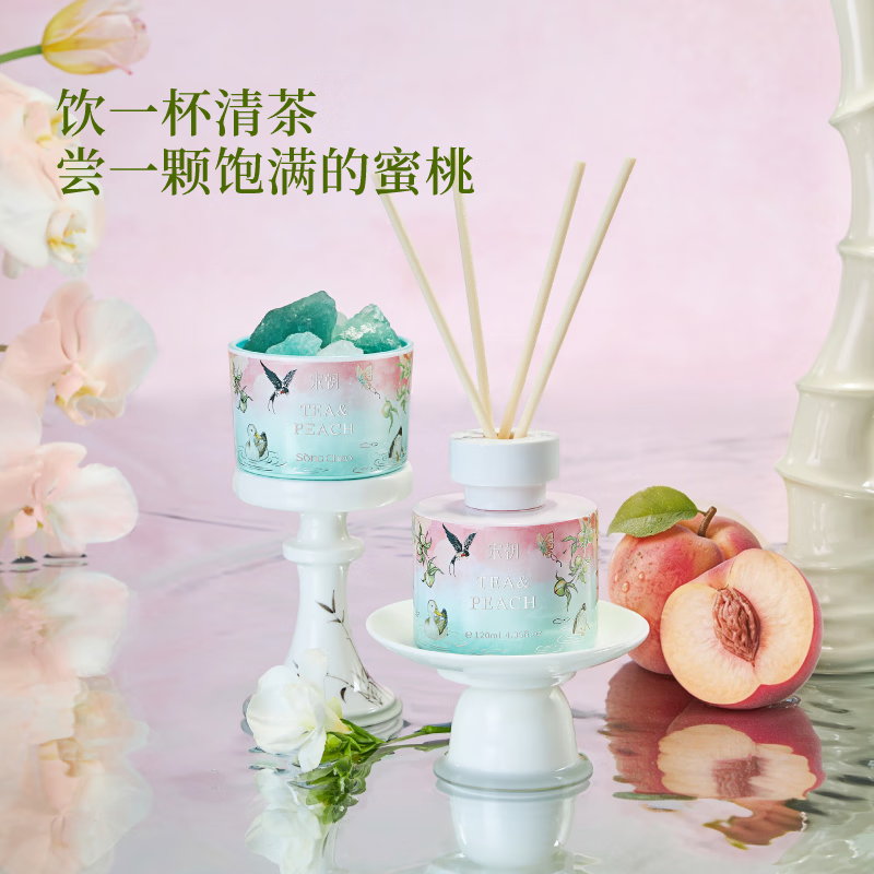 宋朝 繁花之境香薰-扩香石礼盒(春茶青桃)高清大图