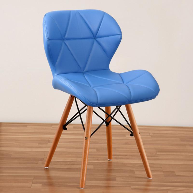 椅子靠背办公电脑椅实木餐桌椅组合家用简约现代ins风潮凳子定制蓝色