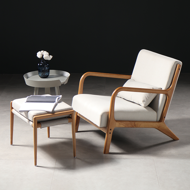 寻木匠北欧休闲椅设计师靠背单人木椅子现代简约书房客厅实木懒人沙发