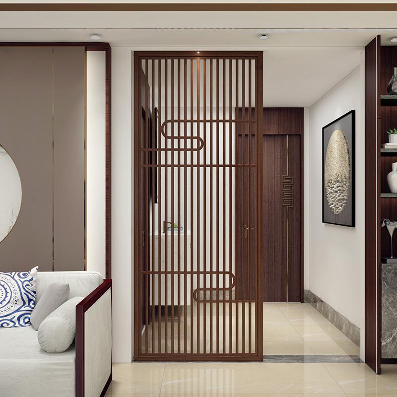 中式实木栅栏客厅玄关通顶隔断屏风入户酒店卧室隔断祥云定制座屏定制