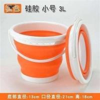 圆形硅胶蓝色迷你号1.5L水桶活动 。折叠水桶钓鱼桶有盖带盖压缩大号小小号旅游伸缩可收缩洗车便携