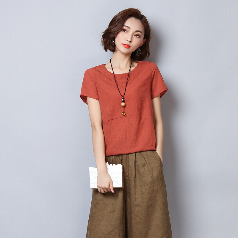 省心搭配女装套装棉麻裙裤套装女夏季大码阔腿裤胖mm亚麻两件套