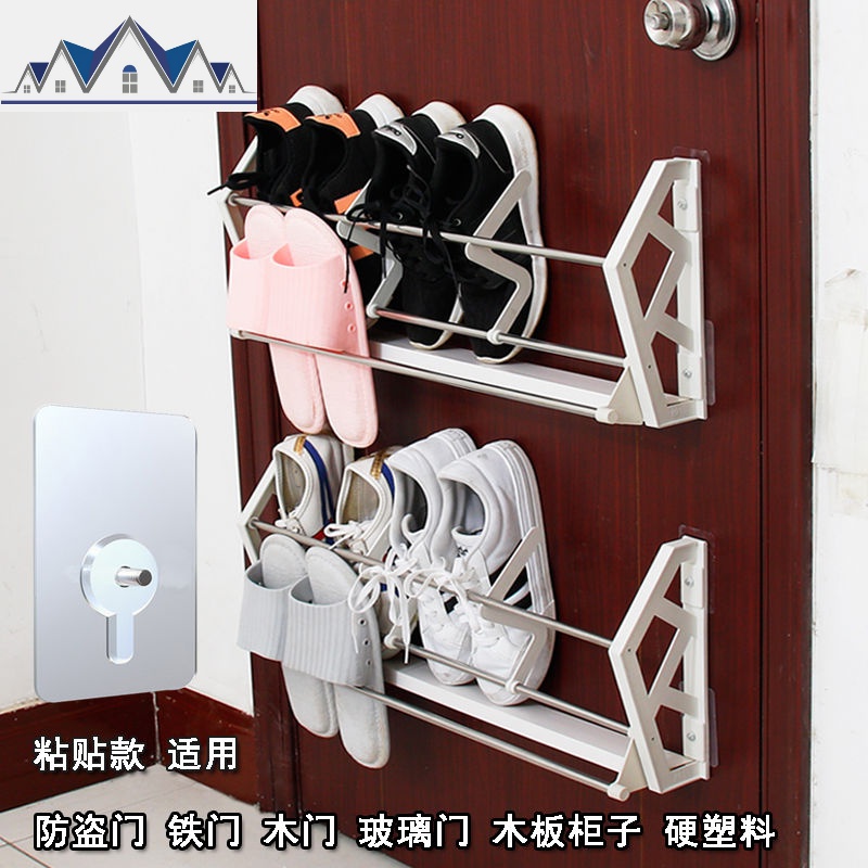 吸盘后鞋架置物架免打孔后挂式鞋架简易家用客厅浴室拖鞋鞋架_3_320 升级版挂式鞋架二层