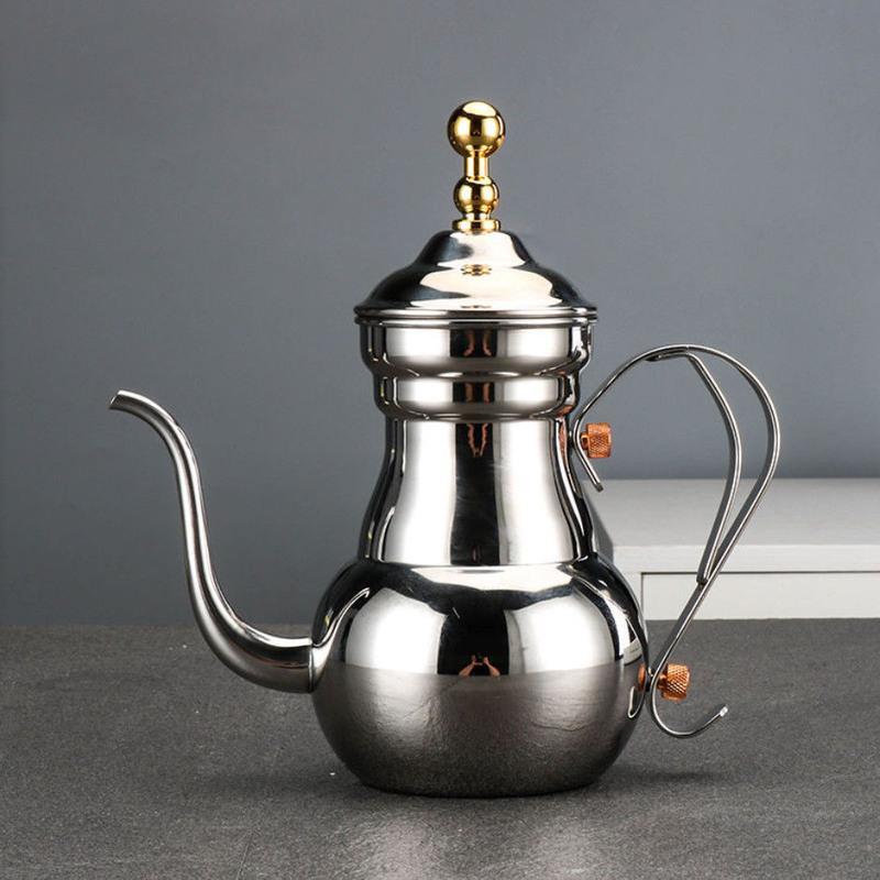 茶壶不锈钢饭店用长嘴宫廷复古水壶茶水壶带滤网不锈钢大茶壶餐厅