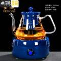 三维工匠蒸汽煮茶器玻璃茶壶茶具套装陶瓷蒸茶器电陶炉全自动家用普洱泡茶 有邻电陶炉（霁蓝）+德润壶（霁蓝）