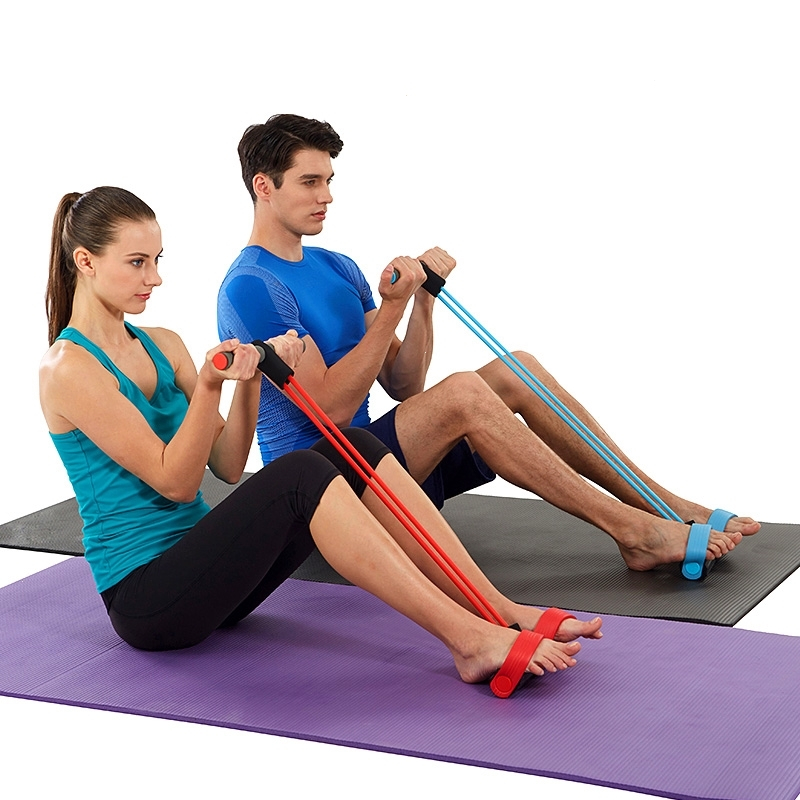脚蹬拉力器仰卧起坐男女拉力弹力绳多功能健身训练家用运动器材视频