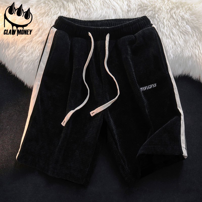 CLAW MONEY短裤男夏季新品侧边条纹织带休闲五分裤潮牌宽松运动裤