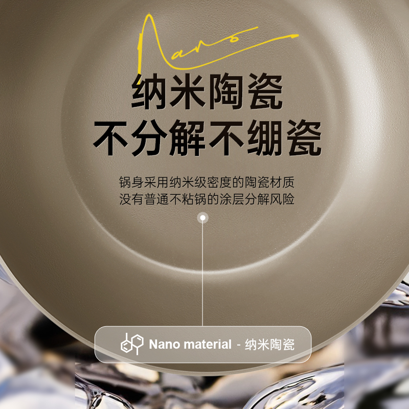 法迪欧北欧系列炒锅30cm双圈导流轻食不粘锅具平底含钛炒锅高清大图
