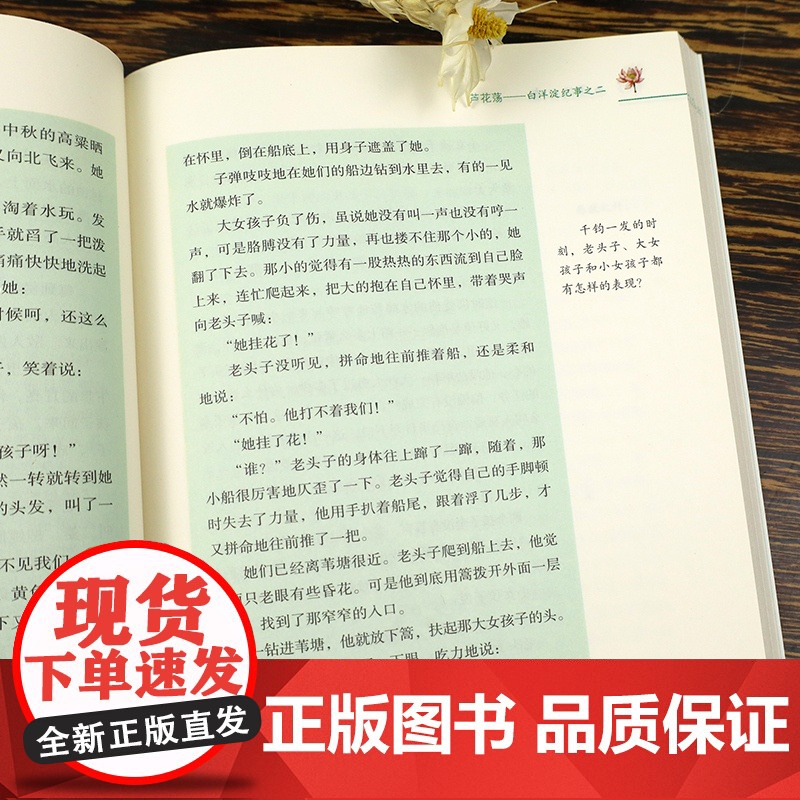 白洋淀纪事 人民教育出版社 七年级上册必读课外书完整版无删减孙犁正版老师初中生初一课外阅读书籍 荷花淀抗日英雄的故事高清大图