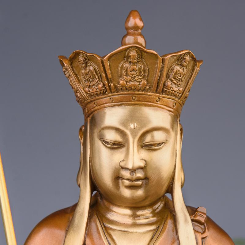 美帮汇地藏佛像摆件 铜地藏菩萨禅杖坐莲供奉家用工艺品高清大图