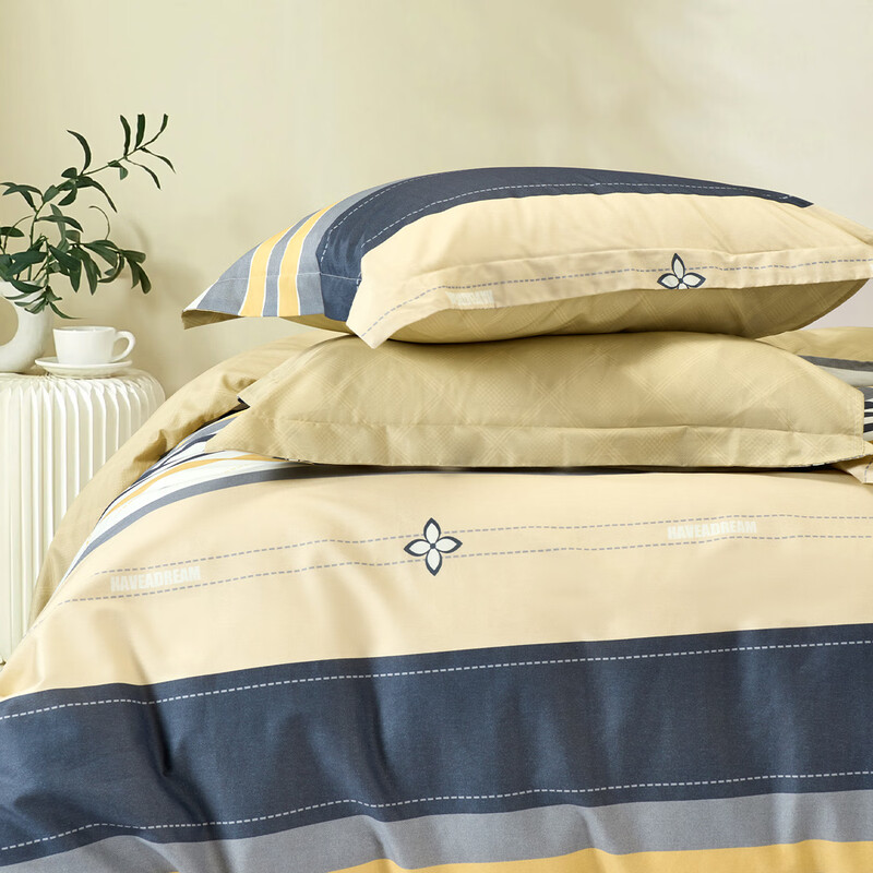 水星家纺纯棉四件套夏凉被亲肤抗菌防螨虫透气床品套装高清大图