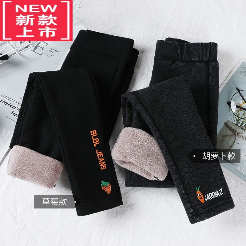 可莉允女童打底裤加绒秋冬款外穿洋气儿童薄绒宝宝一体绒大童保暖长裤子保暖裤图片