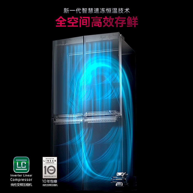 LG S649MC19B 647升对开门双风系变频冰箱家用冷藏冷冻抑菌保鲜冰箱[抑菌保鲜]