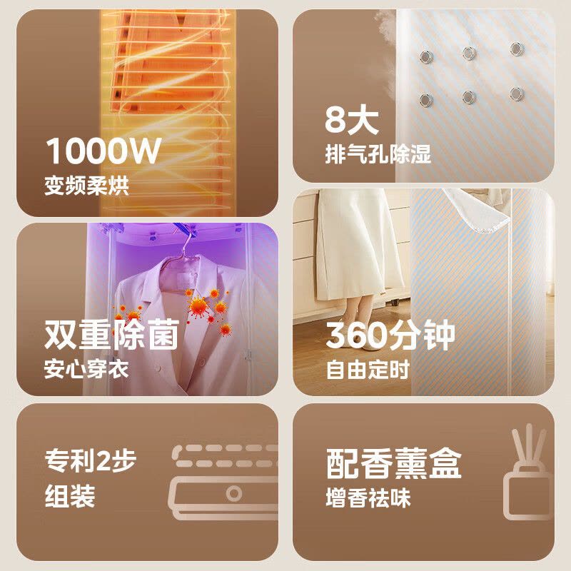美的(Midea)[可折叠]干衣机烘干机家用布罩类小型烘衣机衣服烘干衣柜便携可折叠护理机干衣机HBGD10D1图片