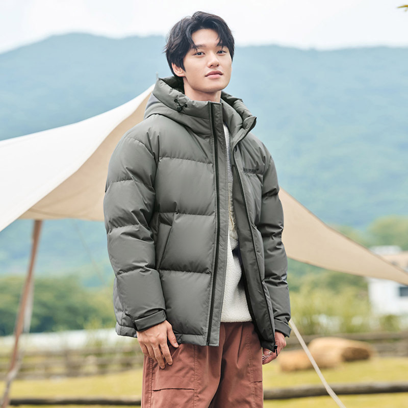 坦博尔2022新款羽绒服男士短款连帽保暖休闲百搭时尚秋冬外套