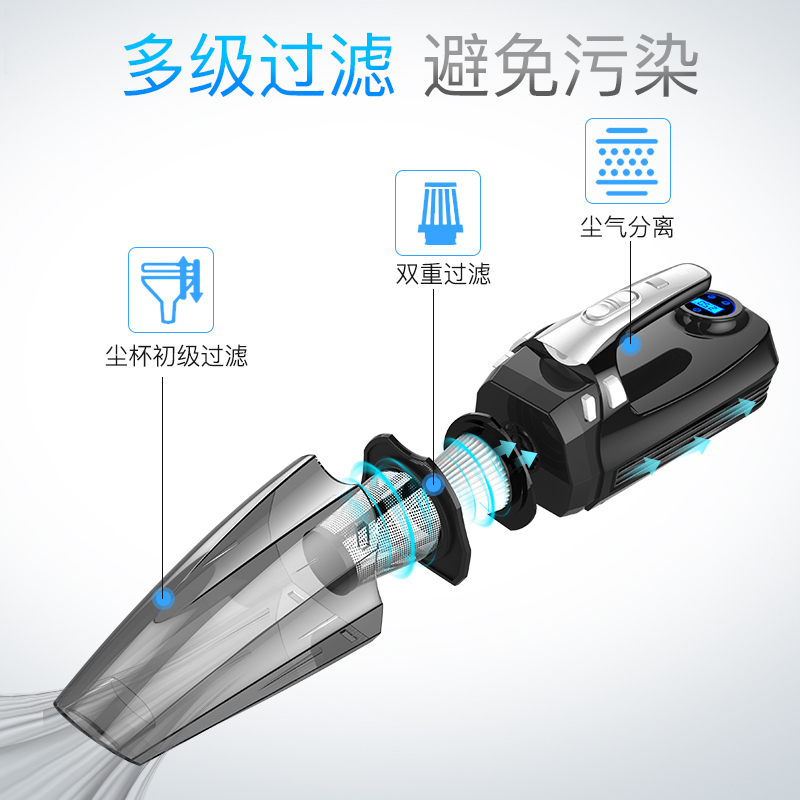 巨木车载吸尘器充气泵汽车打气泵强力专用两用车用家用小型大功率四合一有线数显款