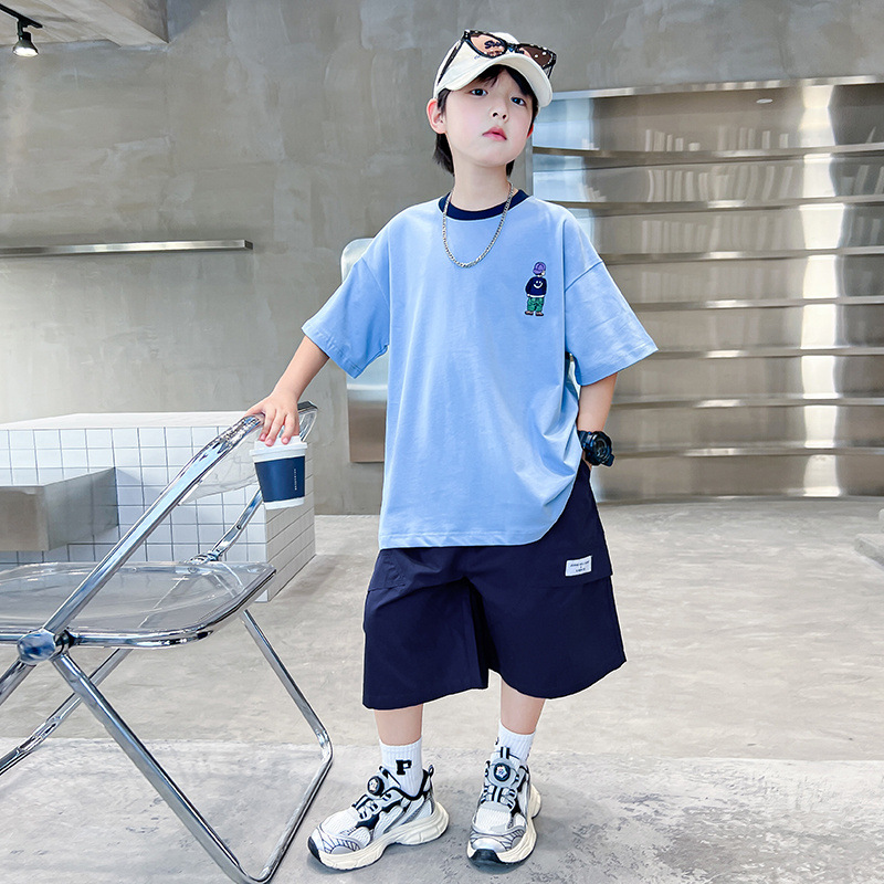 男童套装夏2025新款男孩大童12岁帅气时髦儿童装夏季短袖运动衣服