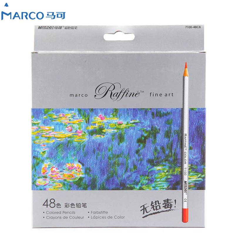 马可(MARCO)7100-48CB彩色铅笔 48色纸盒装+48支装笔帘+奇幻梦境填色本 彩铅 素描铅笔 绘画笔 画画笔高清大图