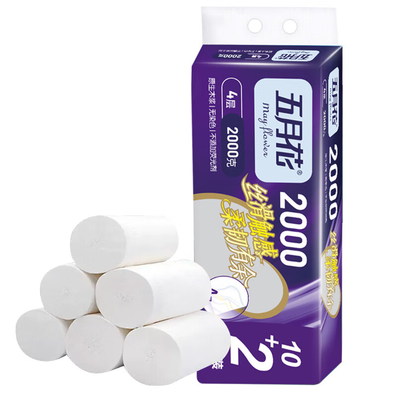 五月花(May Flower)无芯卷纸 加厚4层167克*12卷 大卷卫生纸2000g 丝滑柔韧厕纸