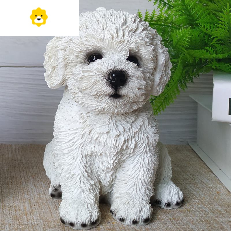 可爱比熊犬仿真摆件小白小狗狗宠物模型家居房间装饰品树脂工艺品