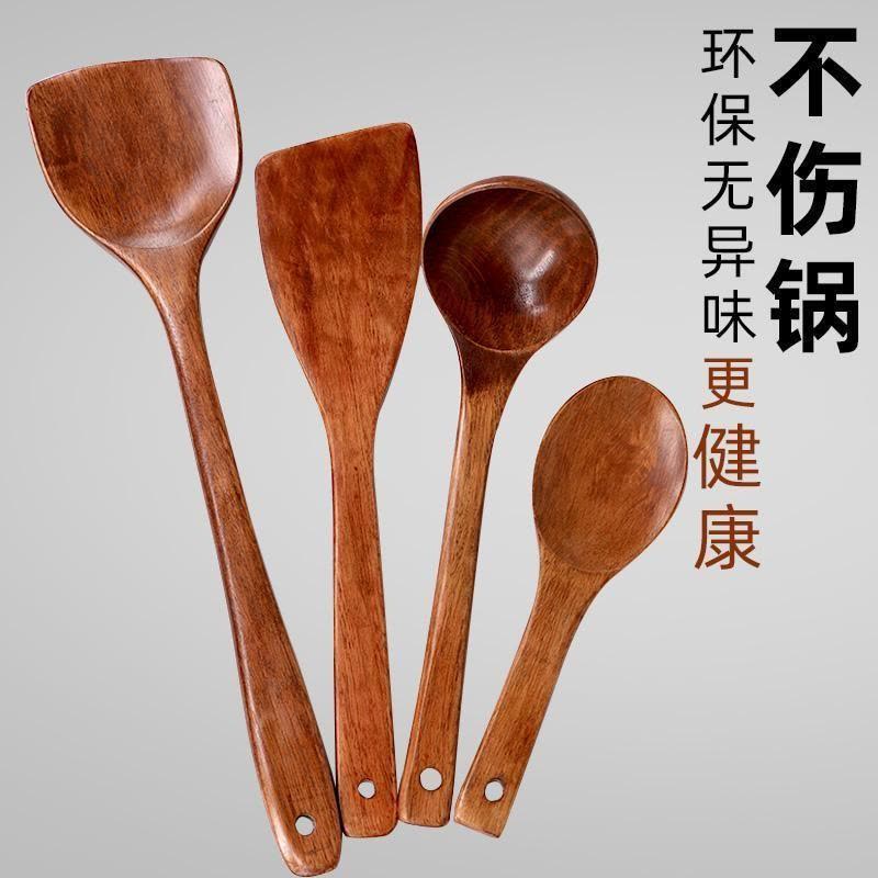 可高温长柄木铲子炒菜锅铲实木家用不粘锅饭铲汤勺木勺子套装厨具 敬平 锅铲+汤勺图片