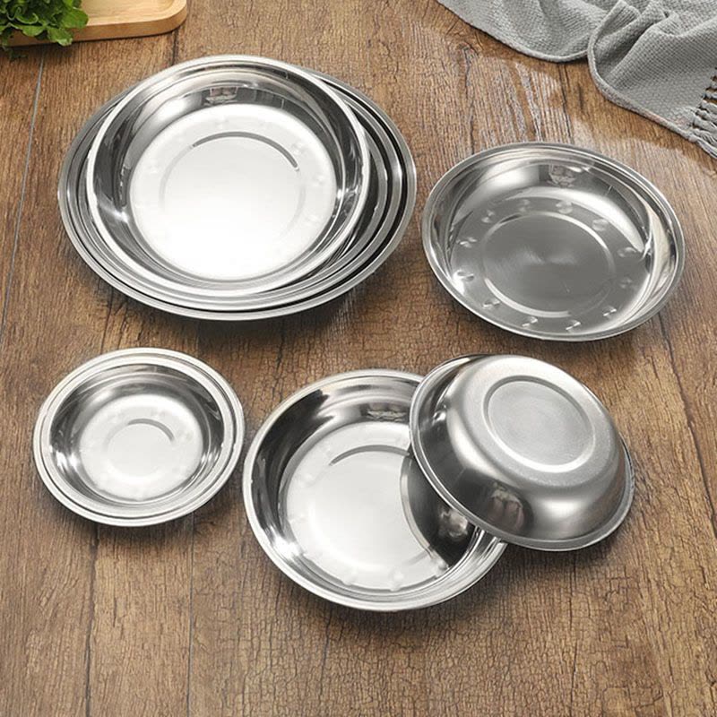 顺心优 不锈钢特厚圆盘菜盘 果皮盘圆形盘子 直径20cm/个图片