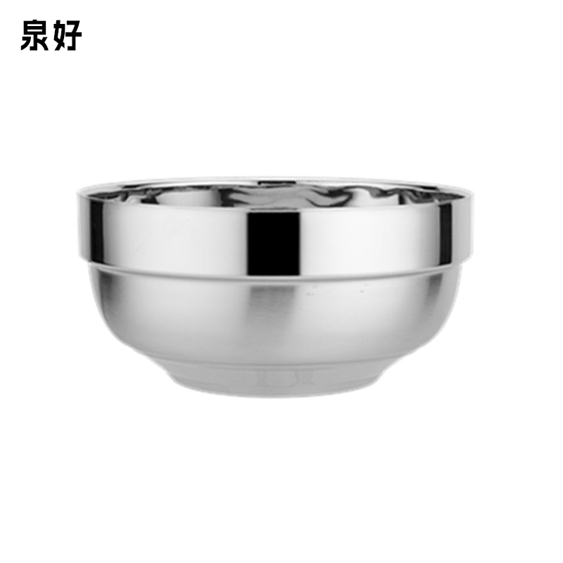 不锈钢碗家用食堂双层碗隔热防烫成人泡面碗 儿童幼儿园吃饭碗 不锈钢碗12cm