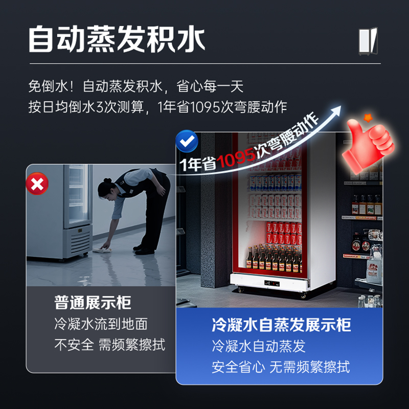 展示柜冷藏保鲜柜饮料柜商用单门立式冰柜冰箱风冷直冷超市便利店陈列柜蔬菜水果啤酒一级能效大容量风冷款高清大图
