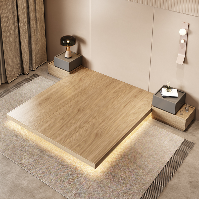 米奢床榻榻米床日式极简现代无床头床架公寓民宿床悬空板式悬浮床ccxf