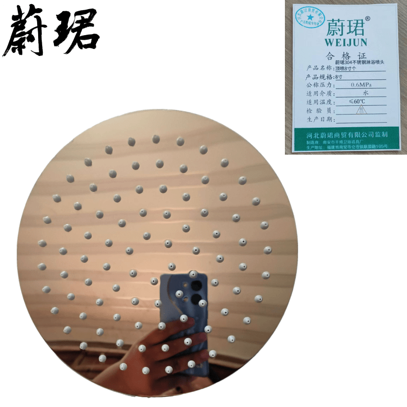 蔚珺304不锈钢淋浴喷头顶喷8寸个图片