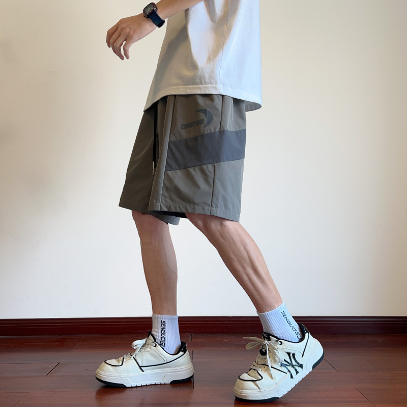 [2.5折价68元]唐狮男士短裤夏季休闲拼接宽松男士短裤外穿夏季五分裤男士休闲裤