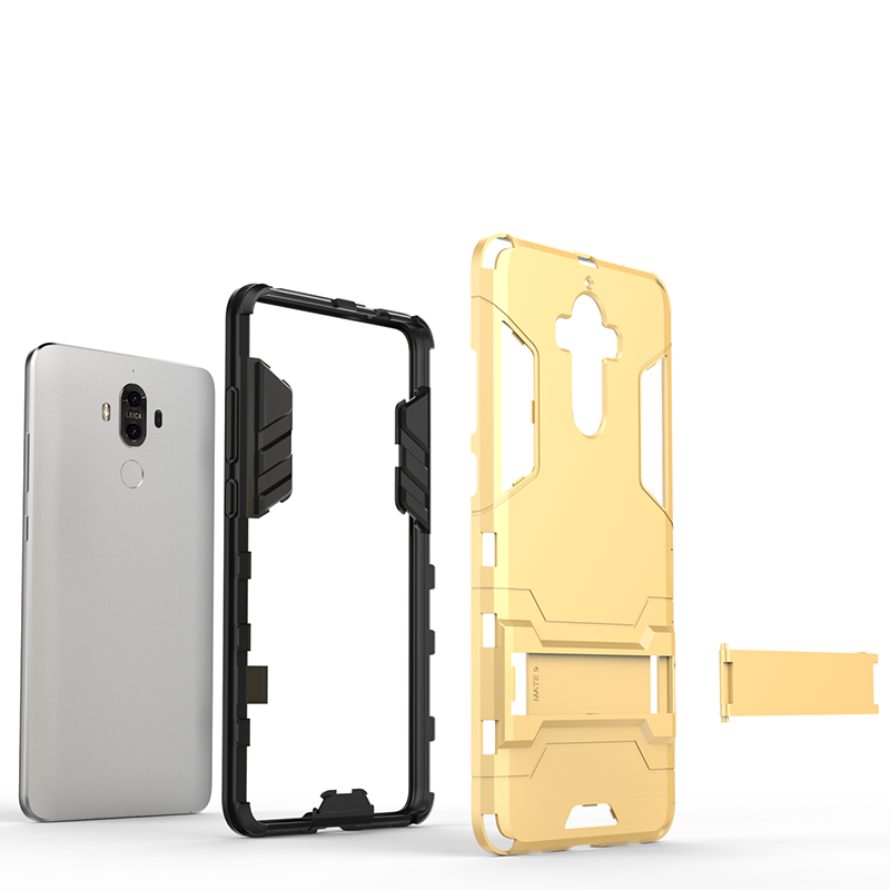 HIGE/华为mate9pro/mate9手机壳防摔铠甲全包钢铁侠PC支架保护壳 适用于mate9手机壳 红色