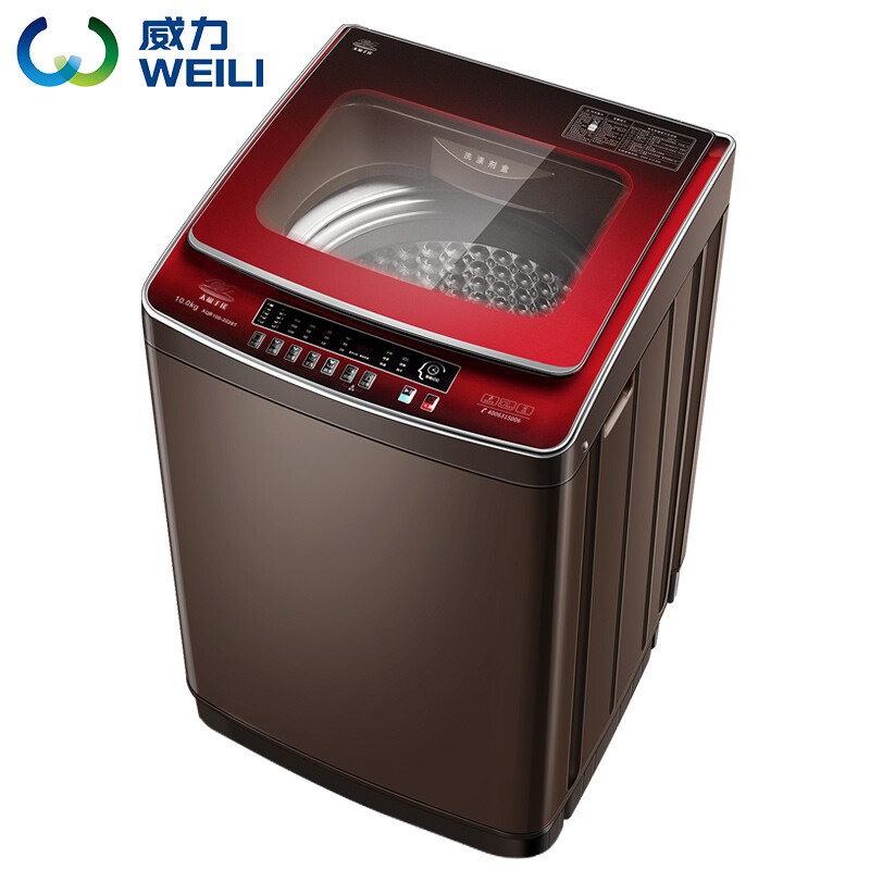 威力10公斤防缠绕全自动双波轮洗衣机大容量时尚百搭太极式水流洗涤顶开门支持预约三口之家XQB100-2028T