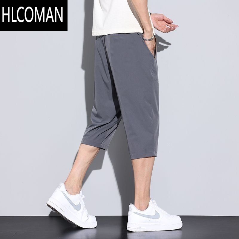 HLCOMAN七分裤男士短裤夏季薄款休闲宽松冰丝运动透气裤高清大图