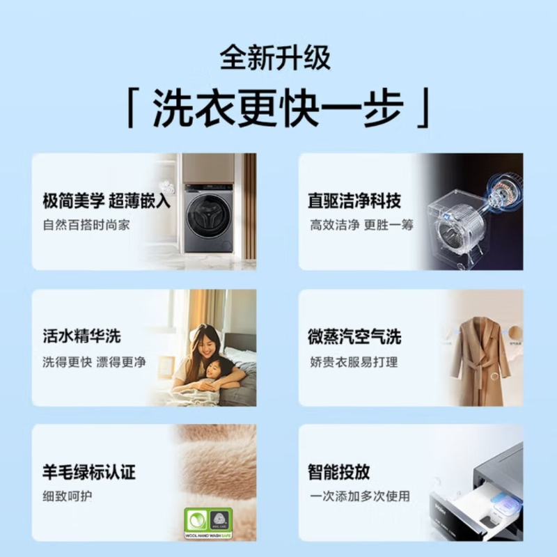 海尔云溪4.0全自动滚筒洗烘一体洗衣机10KG家用大容量 AI直驱变频 XQG100-HBLDE582HU1高清大图