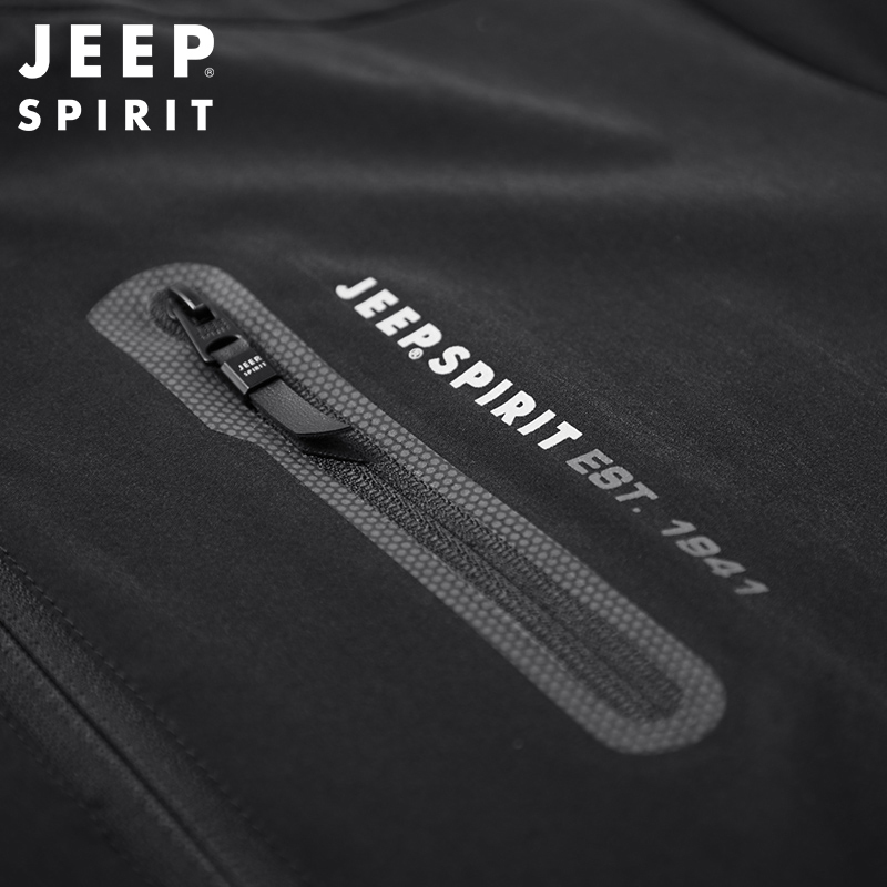 JEEP SPIRIT吉普春秋男士夹克轻质工装户外潮款立领外套青年简约防风休闲上衣