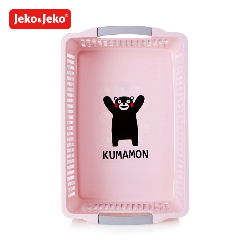 JEKO&JEKO 酷ma萌熊本熊办公桌面化妆品收纳筐塑料浴室盒子零食卡通置物篮2只装SWB-6124