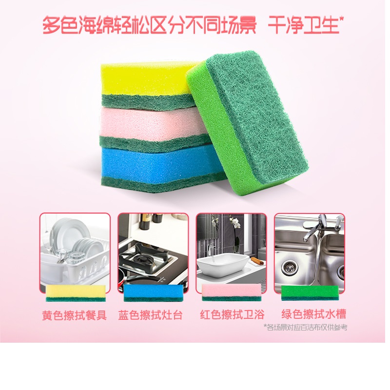 妙洁厨房日用组合 (海绵百洁布8片/抽取式高鲜食品罩220只/保鲜膜60米经济装*3卷)高清大图