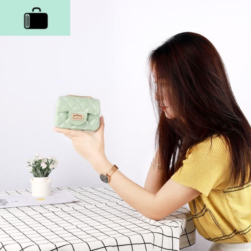 网红儿童果冻包女斜挎小包包迷你女包新款2020菱格链条单肩小方包NEW LAKE女士单肩包图片