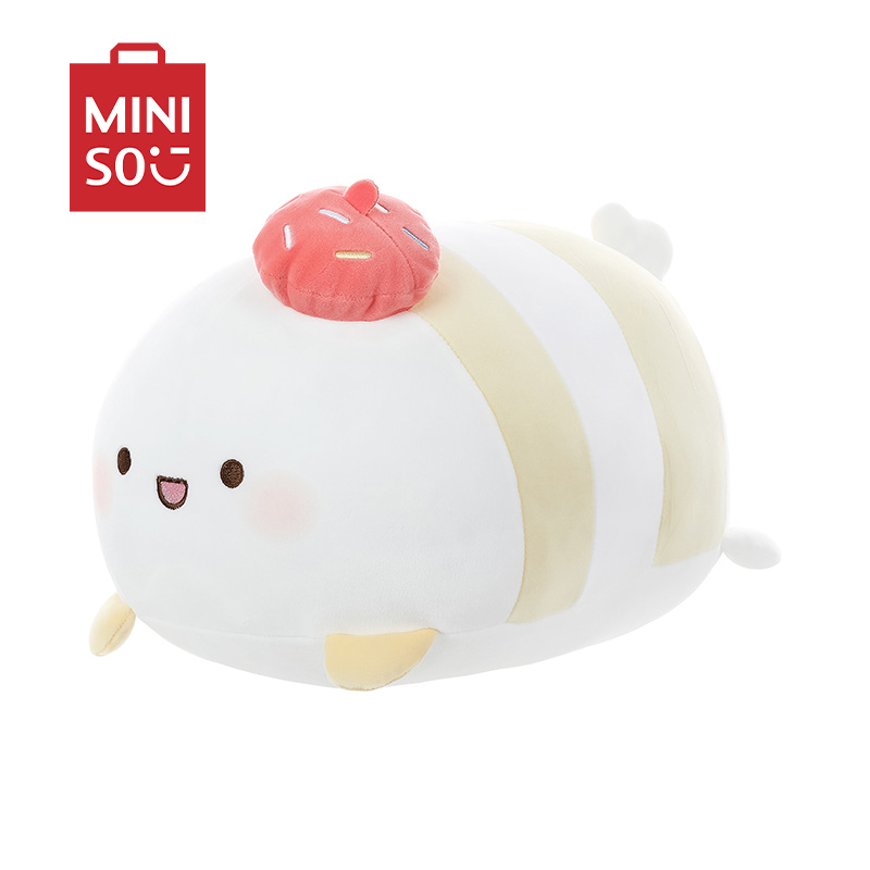 名创优品(miniso) 元气食堂系列趴姿毛绒名创优品(miniso玩偶公仔超软送女友可爱床上抱枕棉花糖崽趴姿公仔(粉)