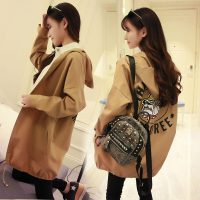 春秋天外套女中长款棒球服连帽风衣韩版潮bf学生开衫大码外衣服秋