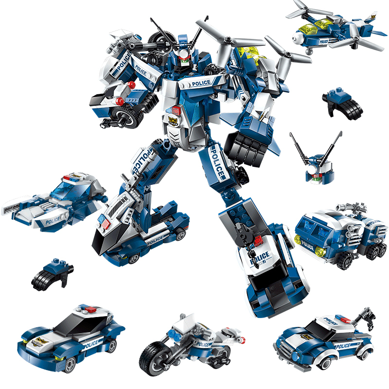 积木拼装图变形玩具金刚机器人力动脑多功能男孩六合一疾风战将577片