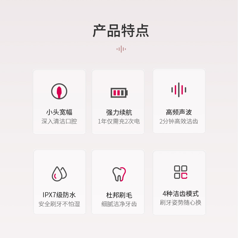 蓓慈(beiic)电动牙刷成人全自动声波防水软毛男女士学生党情侣牙刷T1(粉白)