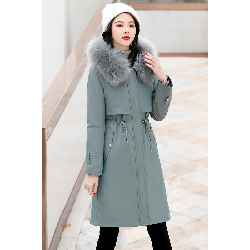 免费试穿 可拆卸羽绒内胆真毛领白鸭绒新款羽绒服女派克服女士中长款