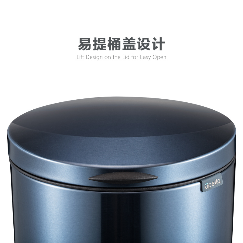 优百纳骑士12L欧式不锈钢脚踏垃圾桶家用带盖轻奢庭院客厅厨房卫生间卧室垃圾桶高清大图